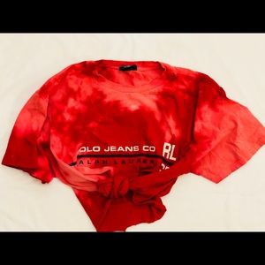 Red destroyed Ralph Lauren crop top